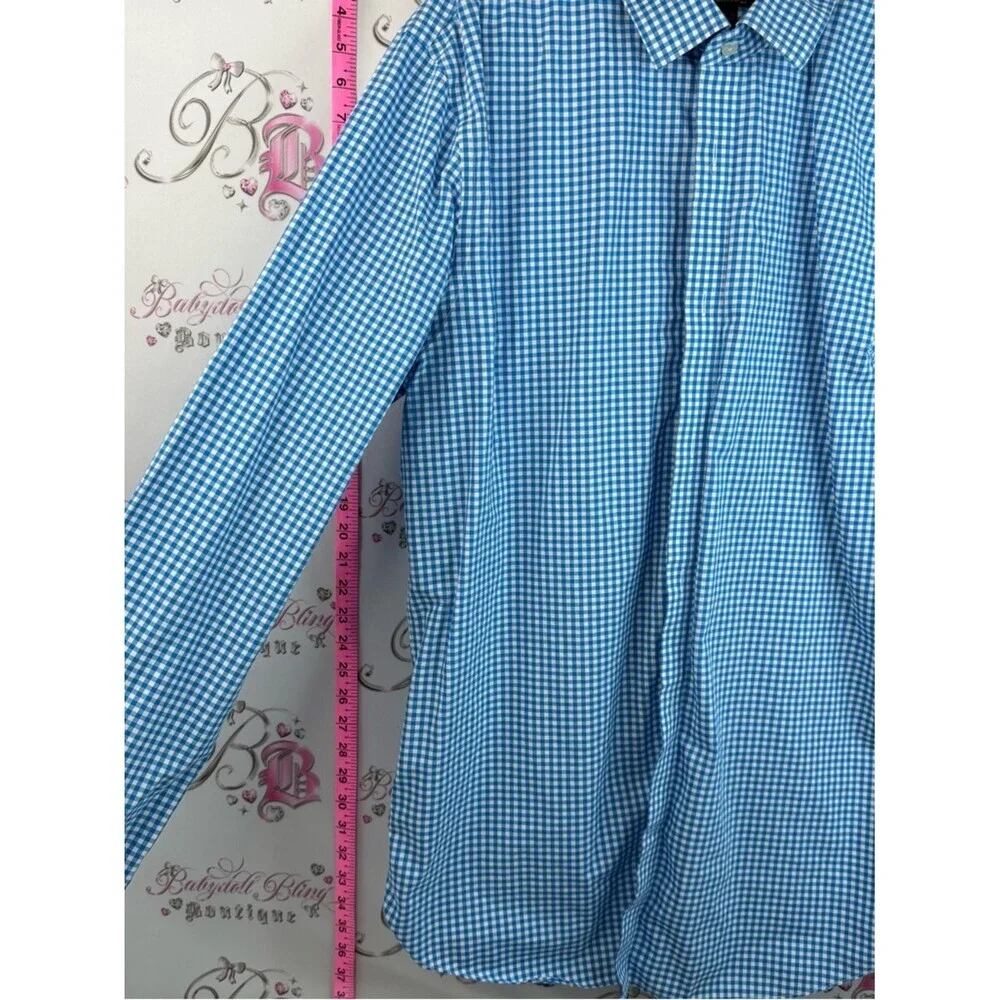 Banana Republic button up shirt Blue and White Gingham Dress Shirt grant fit